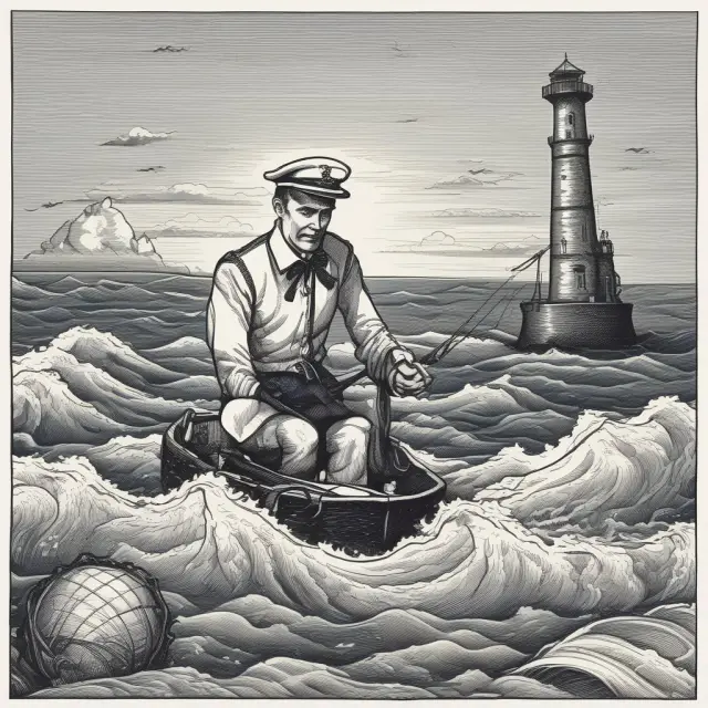 An image depicting an interest rate call option sailor maneuvering through the sea of varying interest rates, with a bond market buoy acting as an anchor