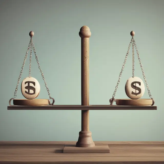 A seesaw with EBIT representing weight on one side and interest expenses on the other, symbolizing financial stability