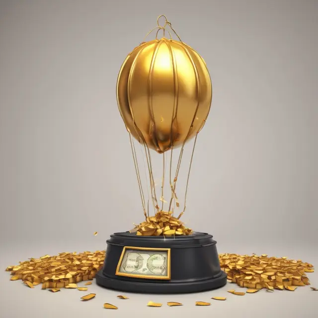 Golden scale with melting gold bars next to a red-hot balloon symbolizing inflation, emphasizing the increased interest expenses.