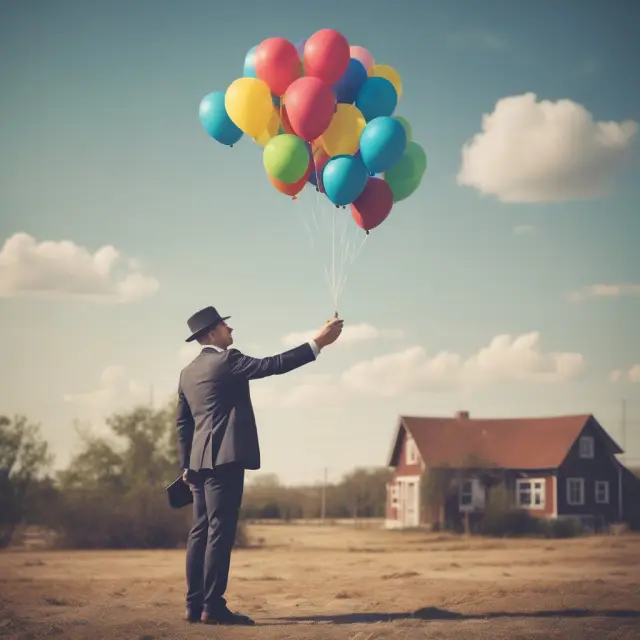 A person juggles both interest payments and growing mortgage balloons to illustrate the unique challenges of interest-only mortgages.