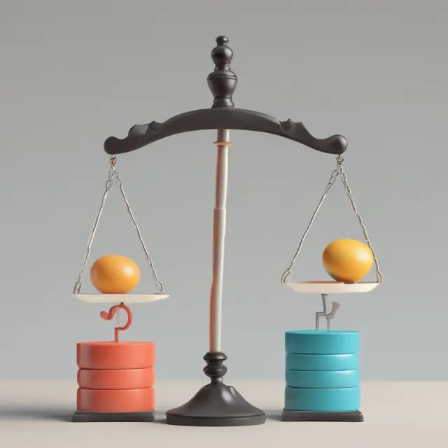 Visualizing mortgage options: A scale weighing Interest-Only Mortgage, Fixed-Rate Mortgage, and Adjustable-Rate Mortgage based on their payment structures.