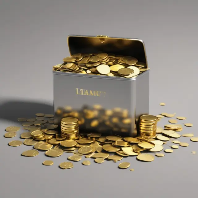 Golden coins accumulating within a time capsule, representing compound interest growth