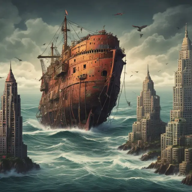 Three industry giants - utility, real estate, and telecom - protected by shields symbolizing interest rate collars amidst stormy market conditions