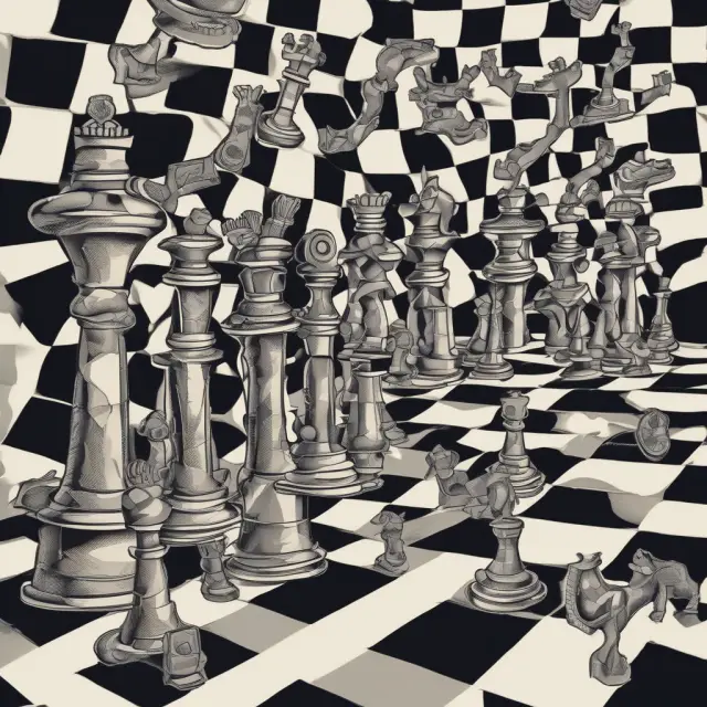 Two interest rate bulls and bears representing IRP, playing on a chessboard with pawns symbolizing forward contracts