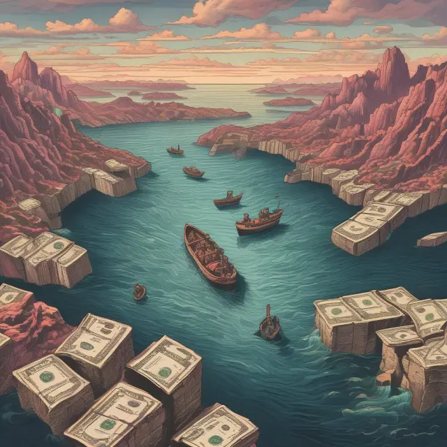 Two traders on a ship navigating a sea of bonds employ swaps and options to manage interest rate risks