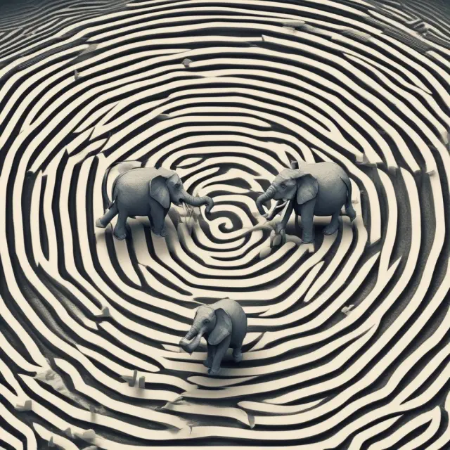 Two large elephant corporations navigate the complex maze of interest rate swaps, one carrying a fixed rate shield while the other bears floating rates