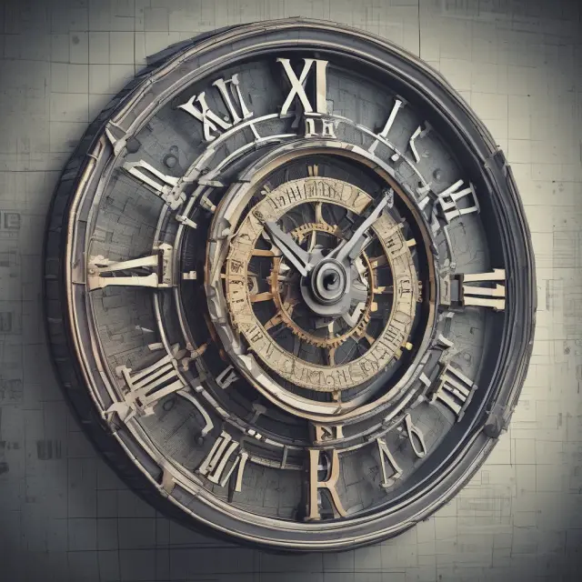An intricate clock made of financial data and stock graphs represents the importance of prompt reporting via Form 8-K for transparency in corporate events.