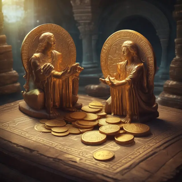 The Financial Oracle reveals the secrets of IRR (Golden Coin) and NPV (Silver Coin), guiding investors to profitable projects.