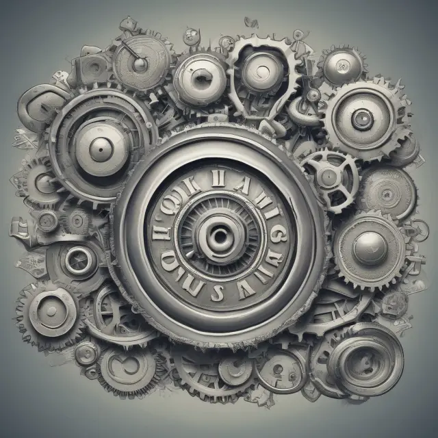Gears representing Social Security, Medicare, and unemployment insurance taxes operating within the IRS machinery