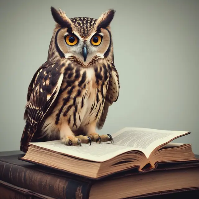 A wise owl examines a company