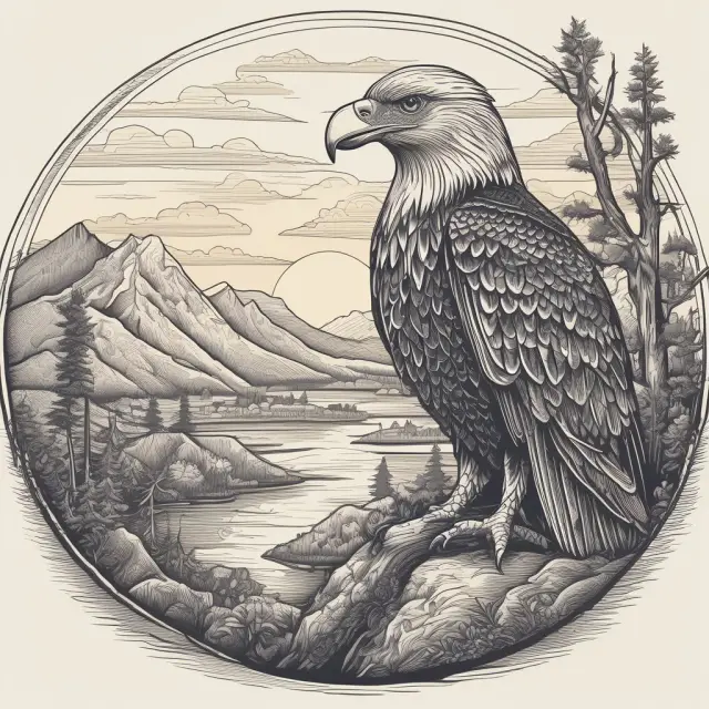 Eagle symbolizing an Internal Auditor, surveilling complex organization layout, promoting risk mitigation and control.