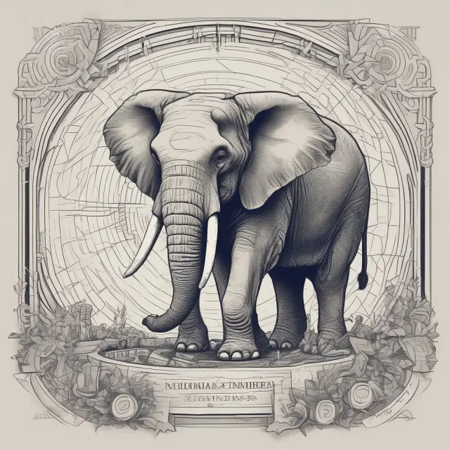 An elephant standing guard over a financial maze, representing the strength and vigilance of effective internal control systems.