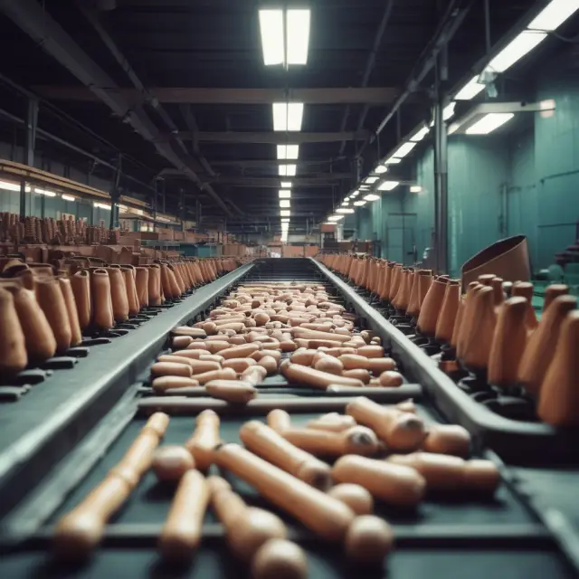 A streamlined factory producing baseball gloves and bats; increased efficiency leading to internal growth