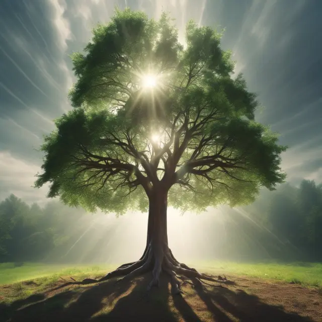 A tree flourishing with rainwater and sunlight, representing the growth potential of a business