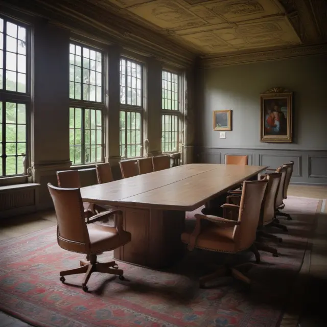 An image of the Bretton Woods Conference table, symbolizing the creation of IBRD and IMF, with Europe reconstructed from war ruins