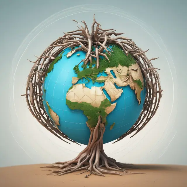 Image of a globe with intricately connected roots symbolizing the International Finance Corporation