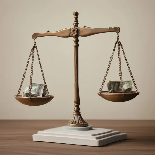 An image of a large scale balanced between wealth and people, symbolizing IFC