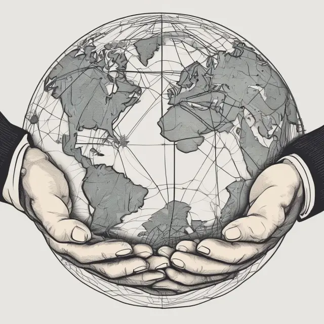 An interconnected web of the IFC, globe, and human hands depicting the organization