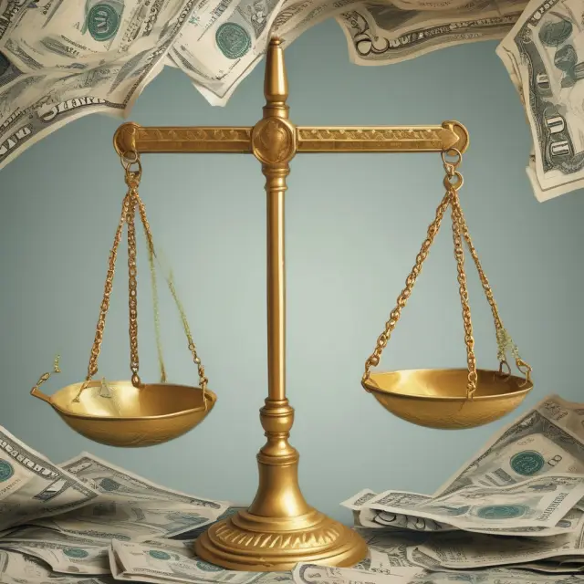 Golden scales in equilibrium, balancing interest rates and currencies symbolizing international finance