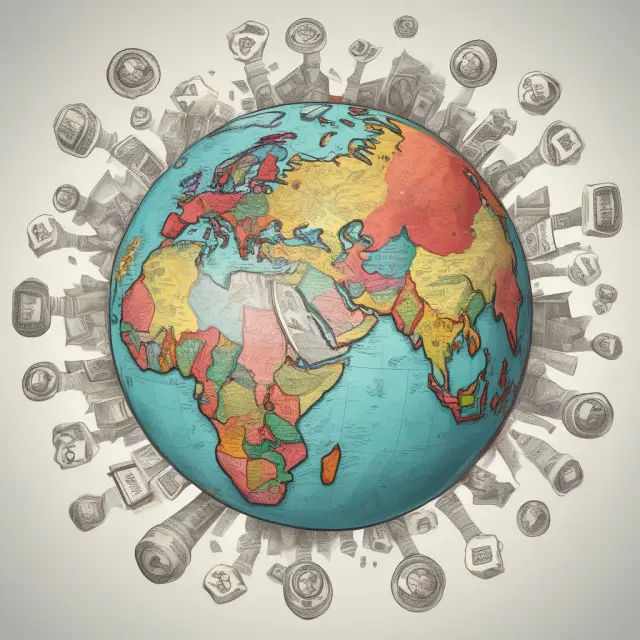 An image of various currencies flowing around a globe, symbolizing the unique risks involved in international investing, including currency exchange risk and interest rate risk.