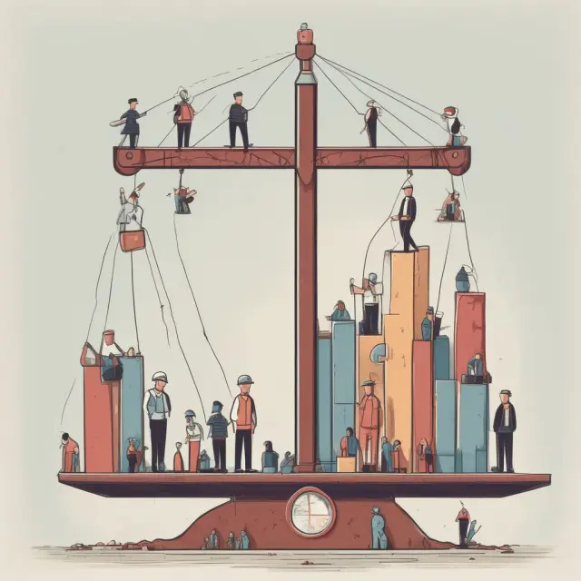 Three sides of a scale balance labor rights: Workers, Governments, and Employers