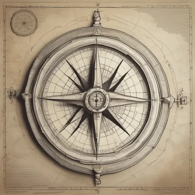 A compass with a gold IMO emblem at its center, surrounded by gears symbolizing regulations and guidelines, directing international shipping towards compliance