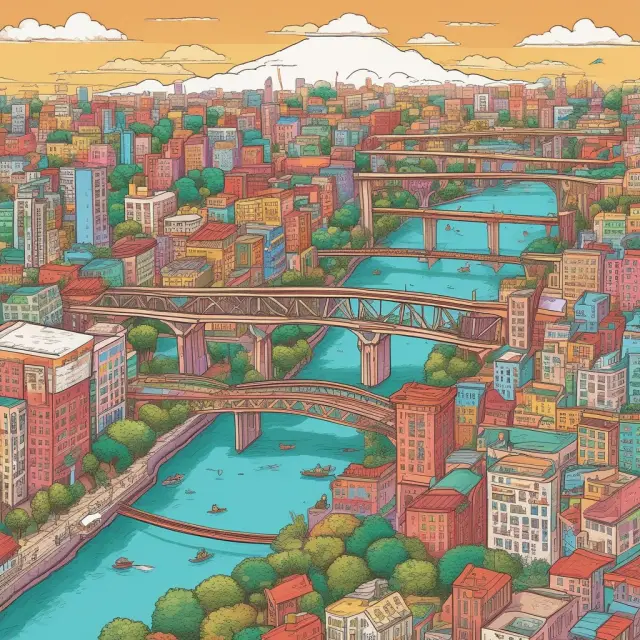 An image of a beautiful bridge connecting various cultural symbols with a consistent brand logo