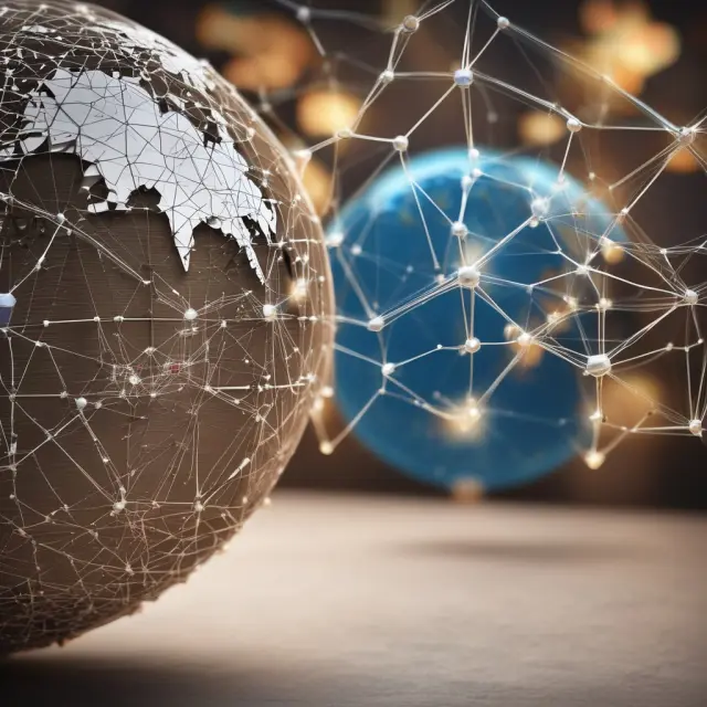 A globe with interconnected markets forming a complex network, symbolizing successful internationalization