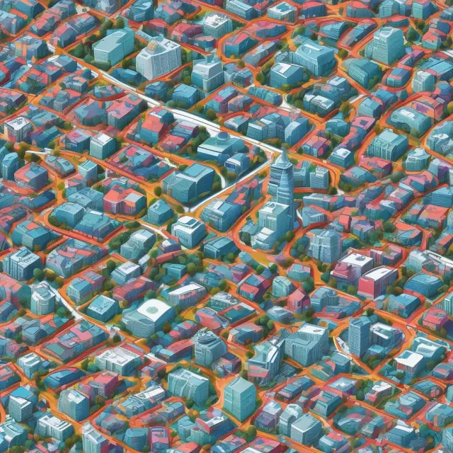 IoT sensors integrated in a cityscape, optimizing traffic flow, energy usage and waste management