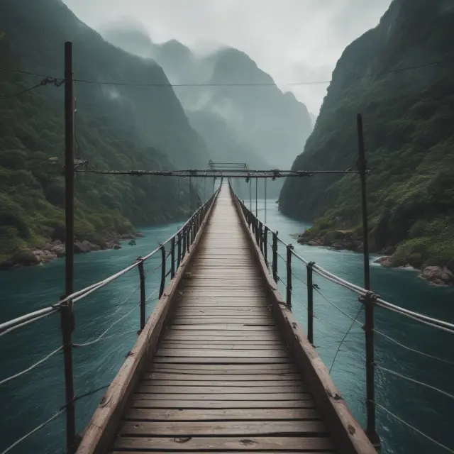 An image of a sturdy wooden bridge connecting two islands, illustrating the significance of building a strong interpersonal connection during job interviews.
