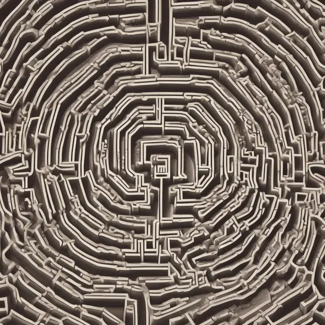 An intricate maze made from various Treasury bonds, illustrating the challenges in deriving accurate interpolated yield curves due to data limitations and model assumptions