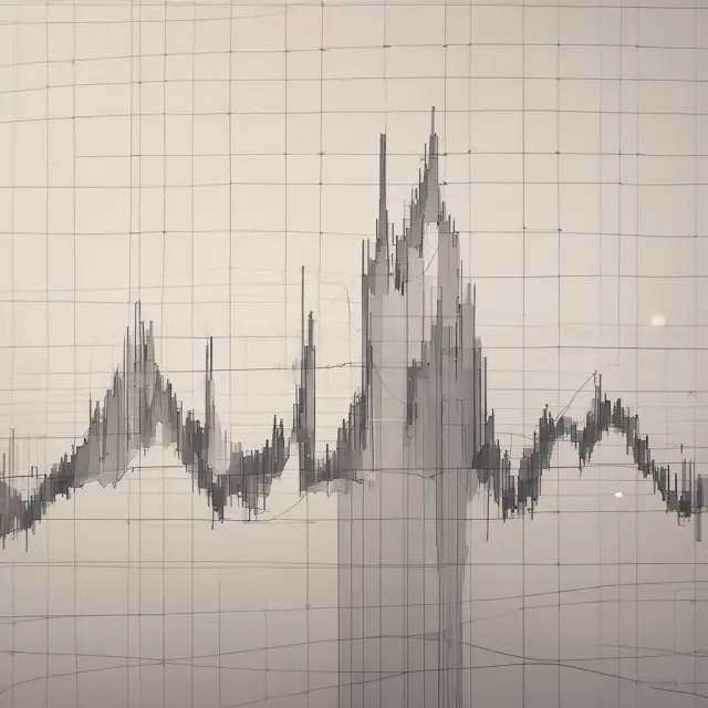 An interpolated stock graph showing smooth lines connecting data points, illustrating the identification of market trends through interpolation techniques.
