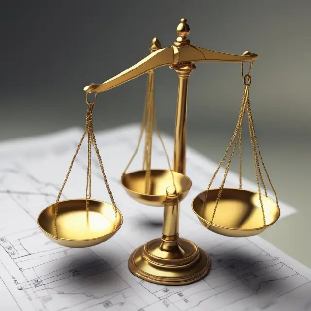 Golden scales balancing market price and strike price for calculating intrinsic value in ITM options