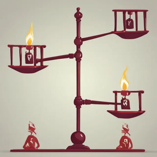 A see-saw with candlesticks on one end and the RSI gauge on the other, illustrating the relationship between IMI, candlestick charting, and RSI