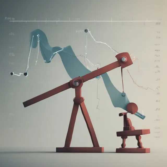 A metaphorical seesaw represents the dynamic balance of bullish and bearish forces in the financial markets, illustrating the interpretation of IMI signals for trading opportunities