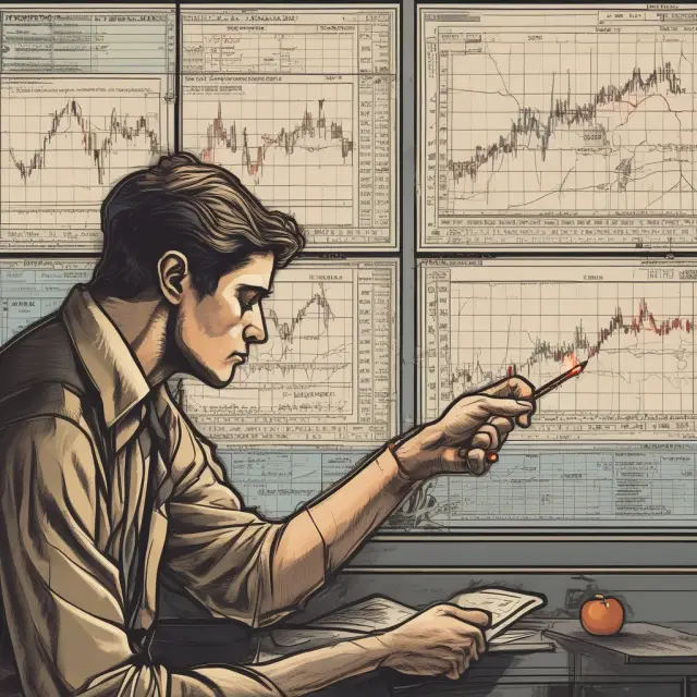 Trader analyzing overbought/oversold conditions using IMI and hammer candlestick pattern