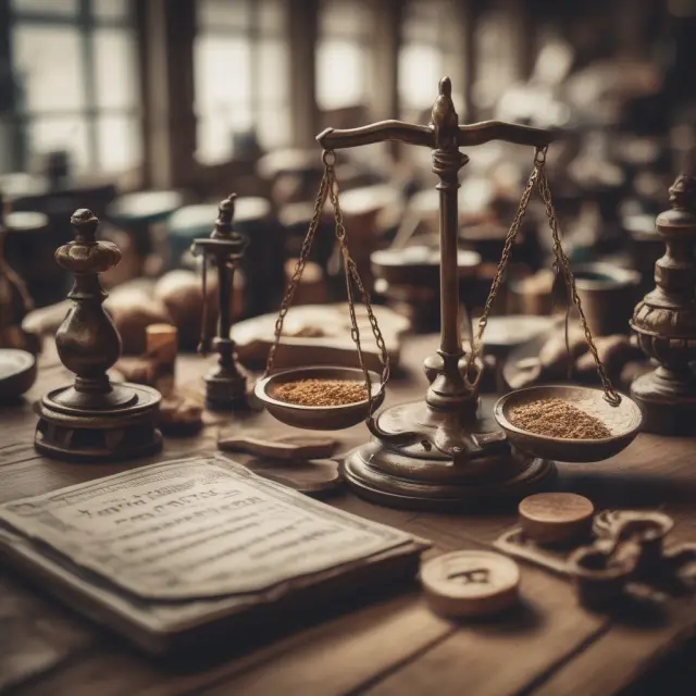 A marketplace scene featuring weighing scales symbolizing profits and losses, along with hourglasses emphasizing the time-sensitive nature of intraday trading.