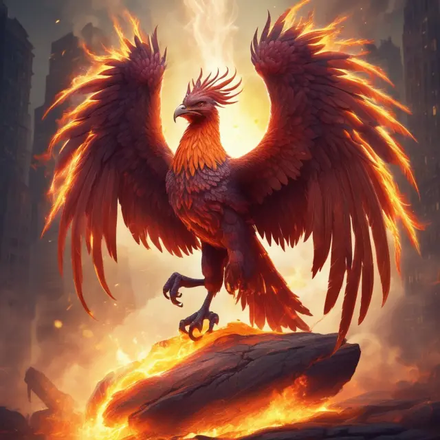 An intrapreneur depicted as a phoenix, symbolizing resilience and the ability to rise above challenges and generate innovative solutions