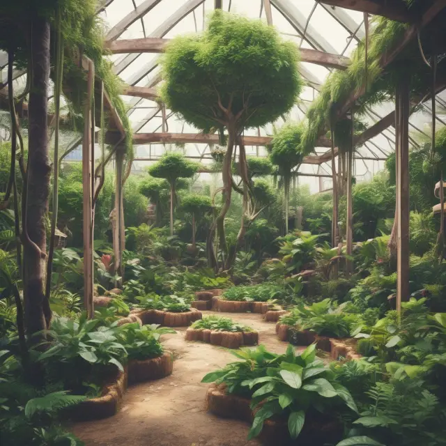 A lush garden filled with vibrant, blooming flowers symbolizes nurtured intrapreneurial ideas in the midst of a busy and dynamic corporate landscape