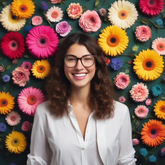 A millennial with a blooming sunflower inside an office workspace symbolizes their entrepreneurial spirit driving organizational growth