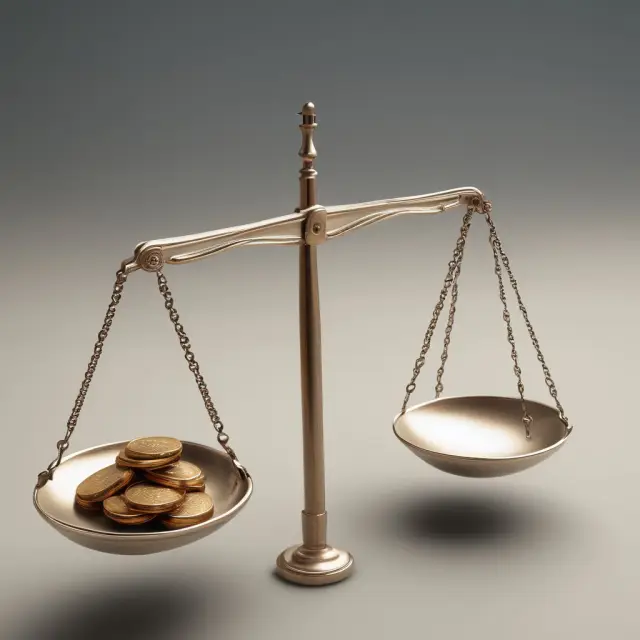 Scales holding various financial ratios for evaluating a company