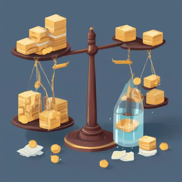 Two sides of a scale evenly balanced with inventory pieces representing the importance of continuous improvement in effective inventory management.