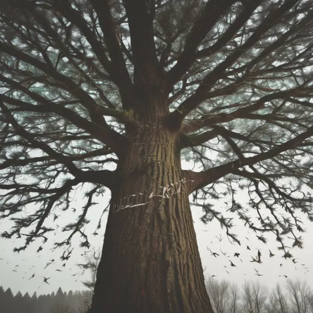 A large, evergreen tree with falling autumn leaves representing inventory write-offs, affecting cost of goods sold (COGS), gross margins, net income, and retained earnings.