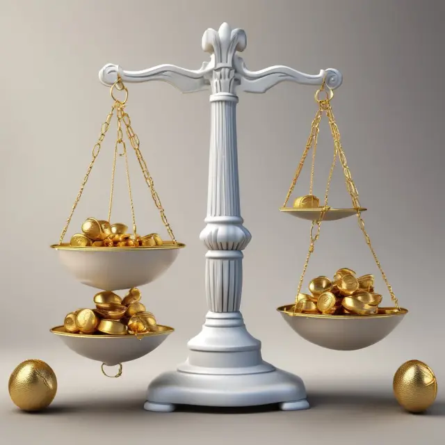 Scale balancing gold coins (profits) with inventory items for accurate accounting representation