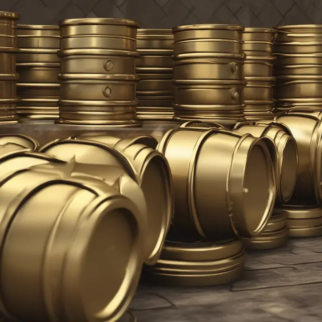 Golden barrels representing inventory turn into gear wheels, indicating efficient inventory management