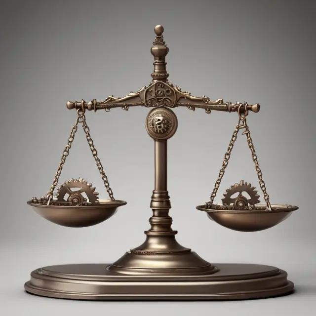 A balance scale with gears represents inventory turnover. Different industries and accounting policies impact its calculation.
