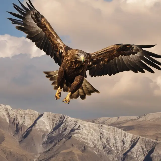 An image of a golden eagle flying high over a wilting US dollar, symbolizing the inverse correlation between their values