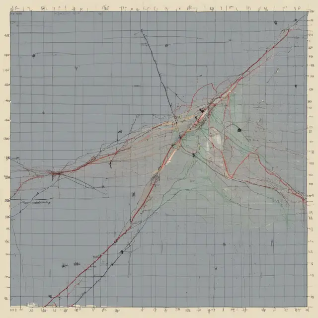 Graph displaying the inverse correlation between stocks and bonds, with diagonal patterns showcasing how each variable