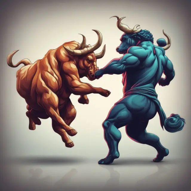 Visualization of inverse correlation between stocks (bull) and bonds (bear)