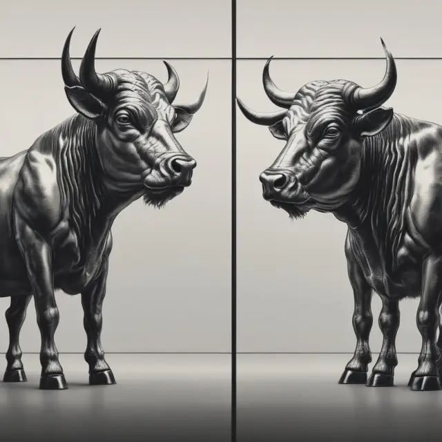 An inverse ETF illustrated as a mirror image generating profits when markets decline